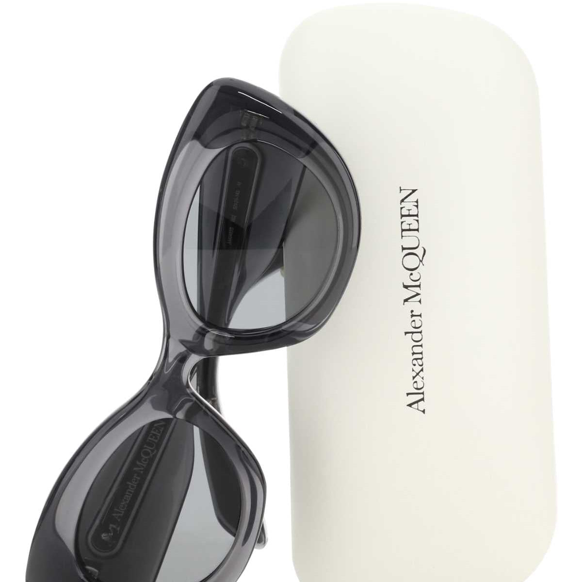 Alexander Mcqueen Women Dark Grey Acetate The Curve Sunglasses