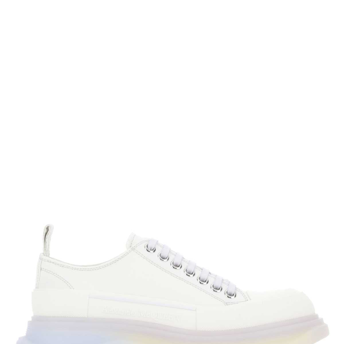 Alexander Mcqueen Women Chalk Canvas Tread Slick Sneakers