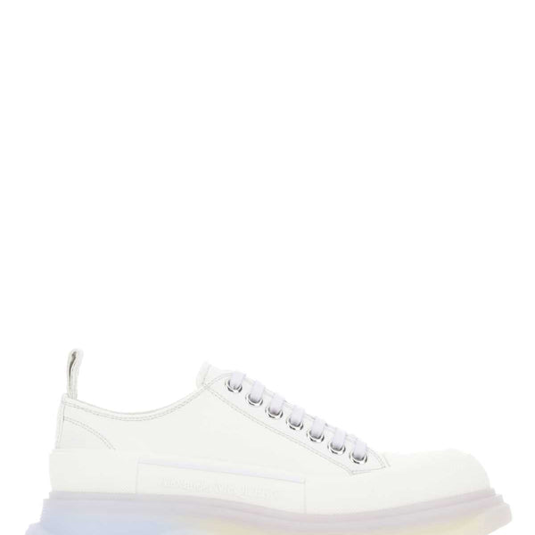 Alexander Mcqueen Women Chalk Canvas Tread Slick Sneakers