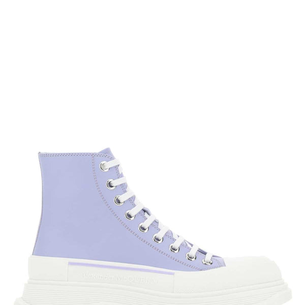 Alexander Mcqueen Women Lilac Leather Tread Slick Sneakers