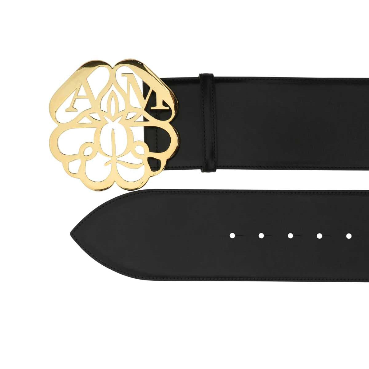 Alexander Mcqueen Women Black Leather Belt