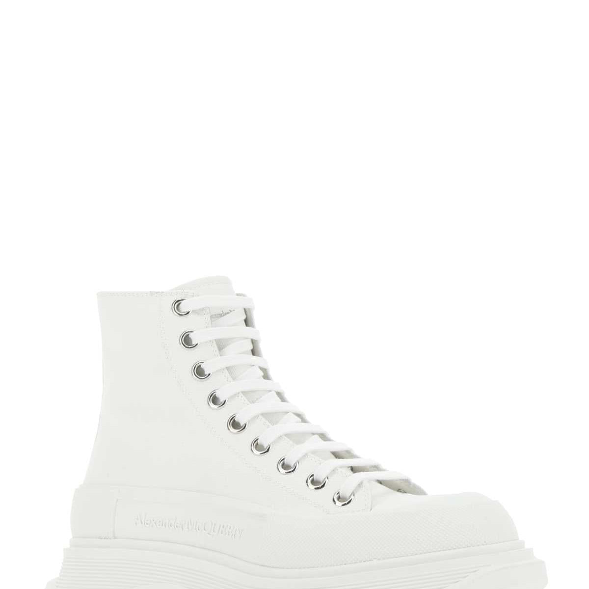 Alexander Mcqueen Women White Canvas Tread Slick Sneakers