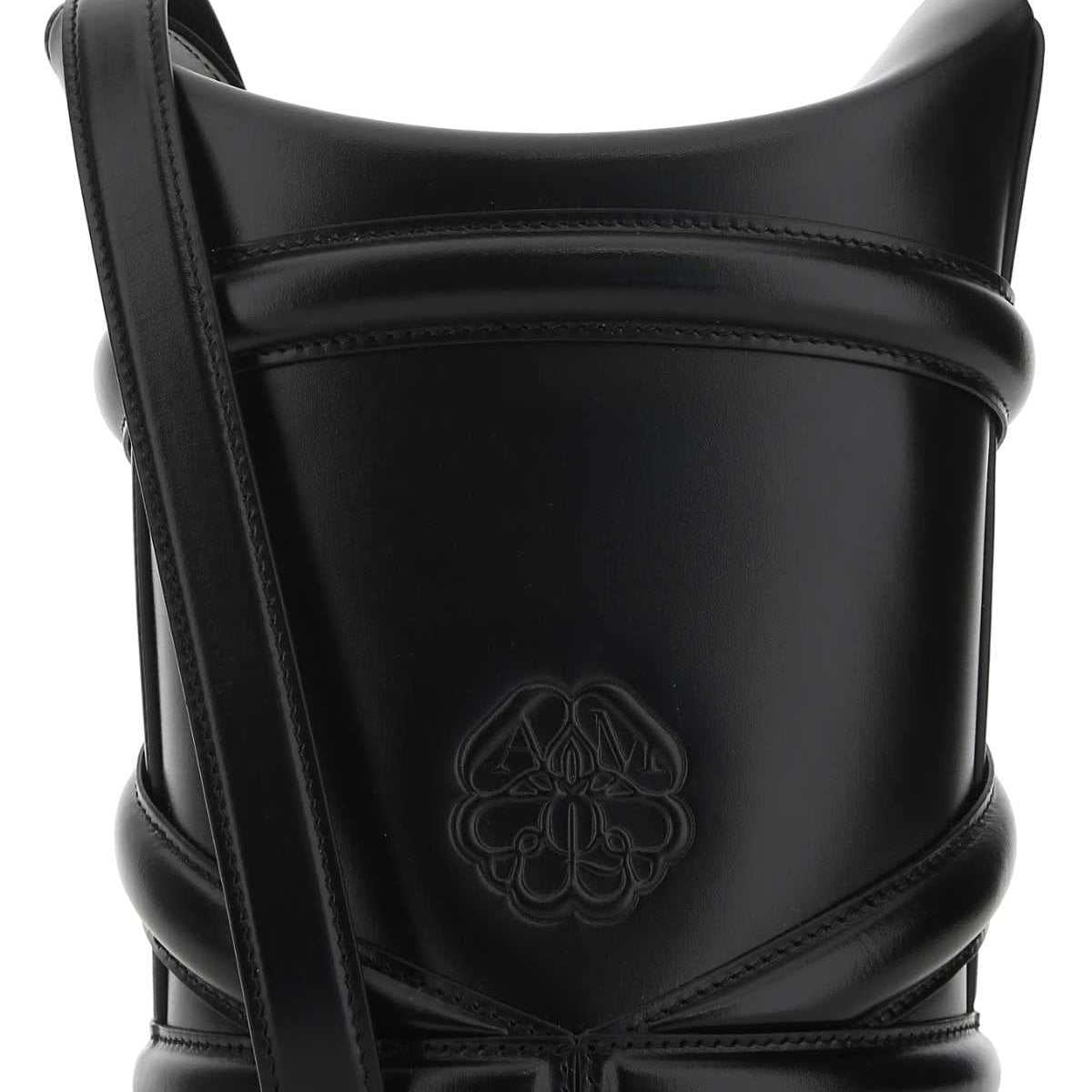 Alexander Mcqueen Women Black Leather The Curve Bucket Bag