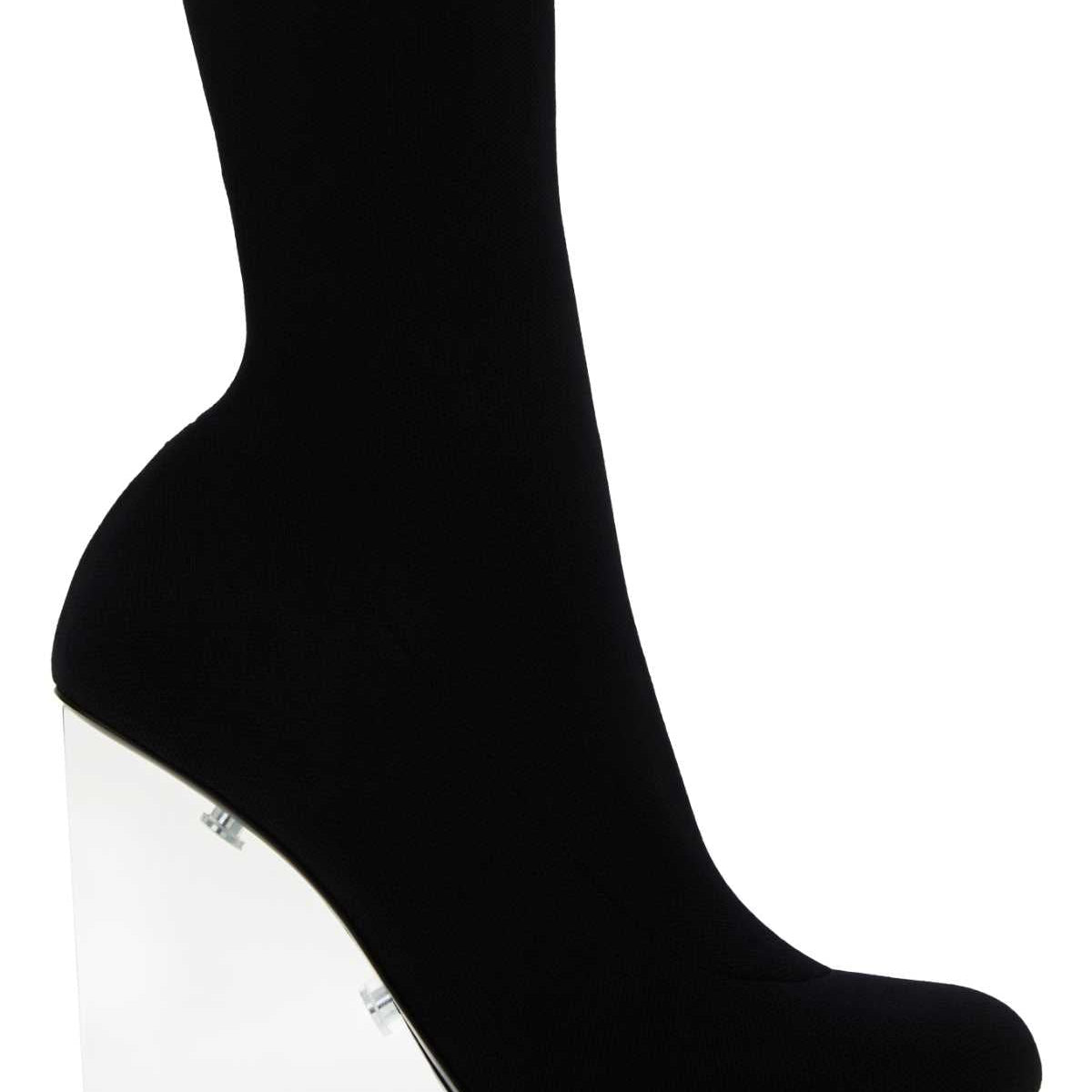 Alexander Mcqueen Women Black Stretch Nylon Shard Ankle Boots