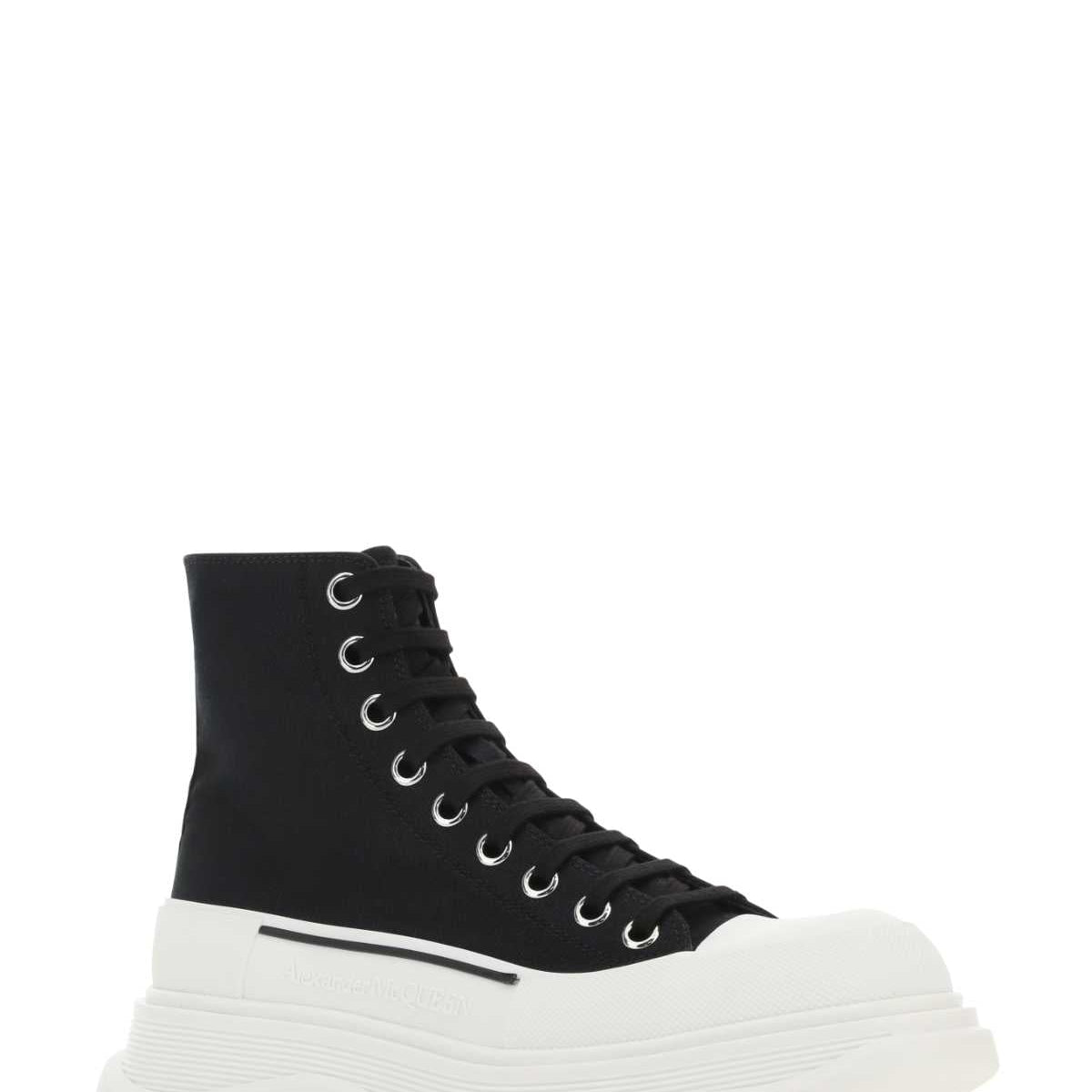Alexander Mcqueen Women Black Canvas Tread Slick Sneakers