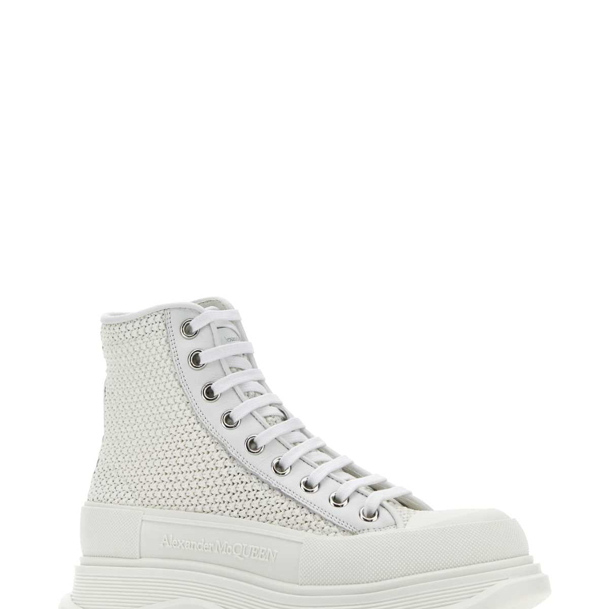 Alexander Mcqueen Women White Raffia Tread Slick Sneakers