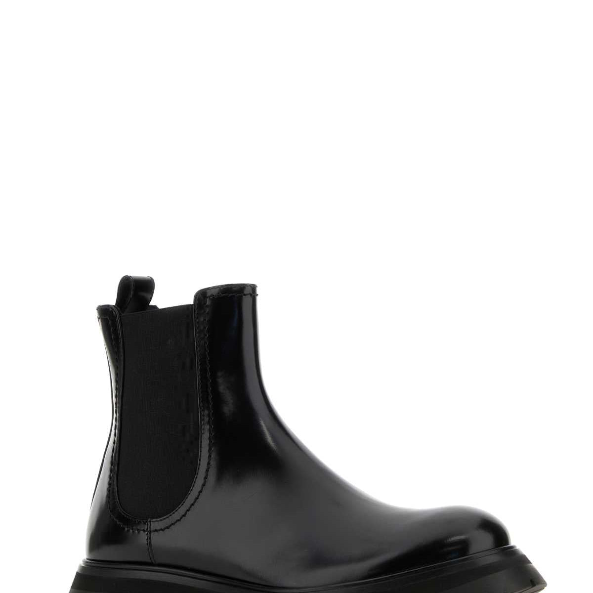 Alexander Mcqueen Women Black Leather Ankle Boots