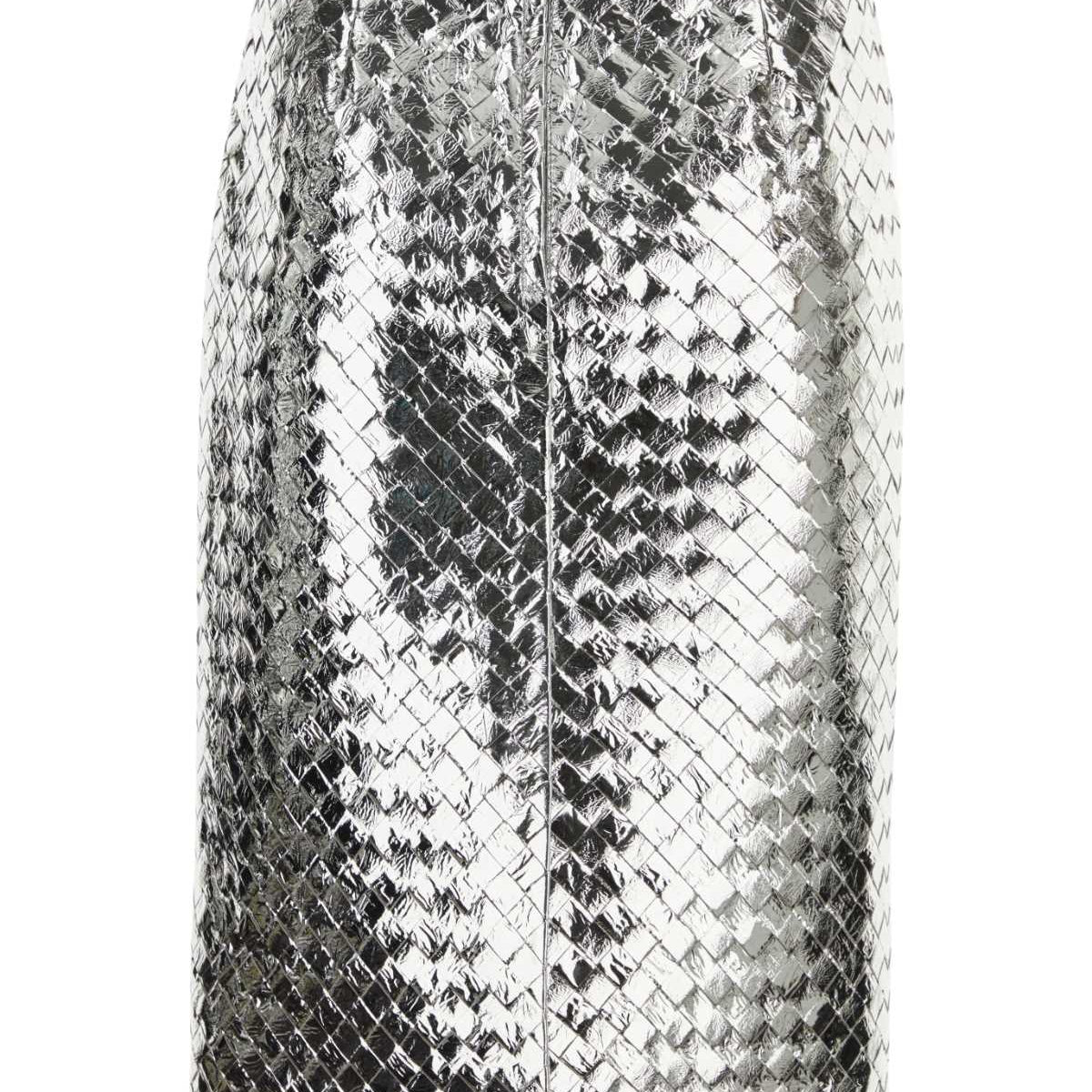 Bottega Veneta Women Silver Nappa Leather Skirt