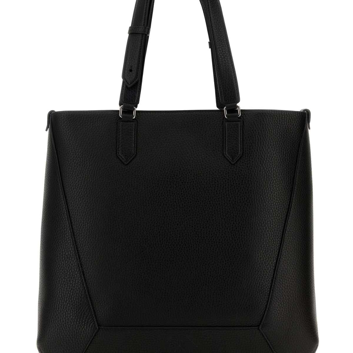 Alexander Mcqueen Men Black Leather Medium Edge Shopping Bag