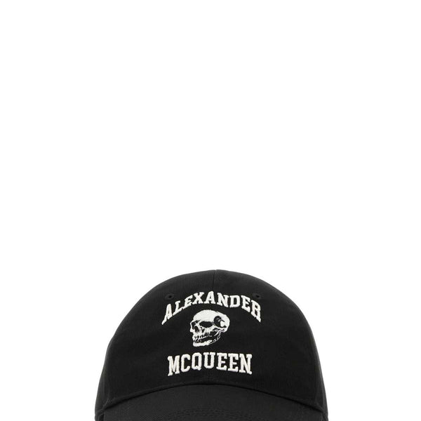 Alexander Mcqueen Men Black Cotton Varsity Skull Baseball Cap