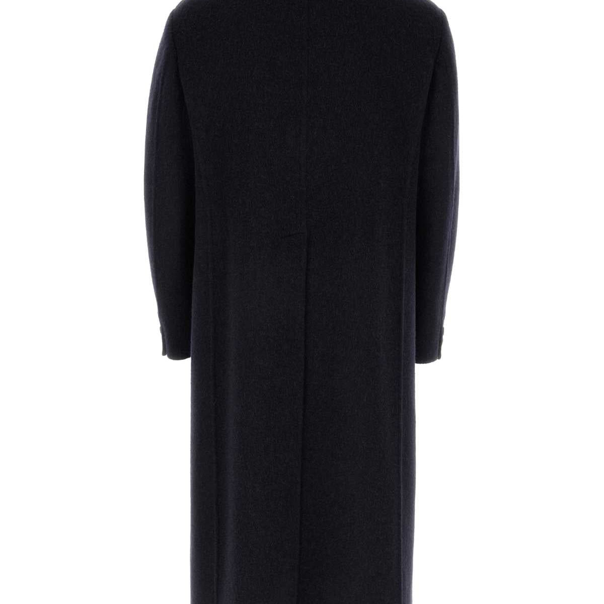Fendi Men Navy Blue Wool Blend Coat