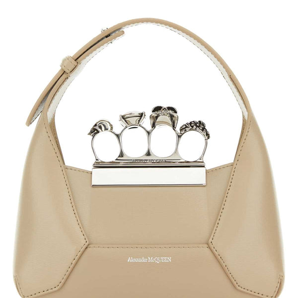 Alexander Mcqueen Women Sand Leather Mini Jewelled Hobo Handbag