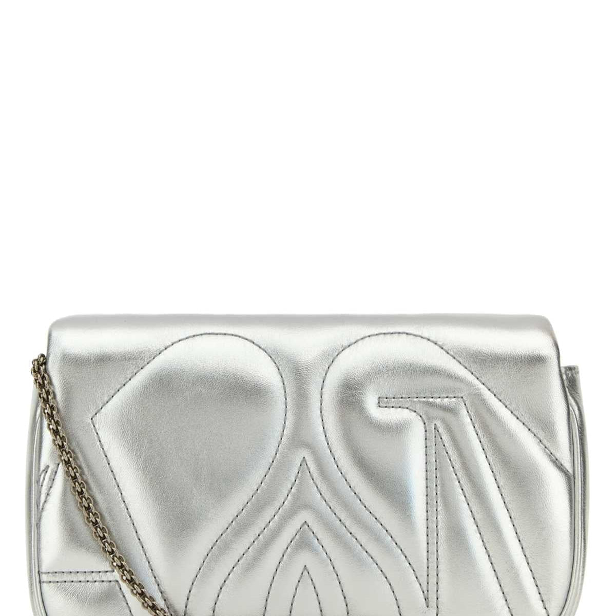 Alexander Mcqueen Women Silver Leather Mini Seal Clutch