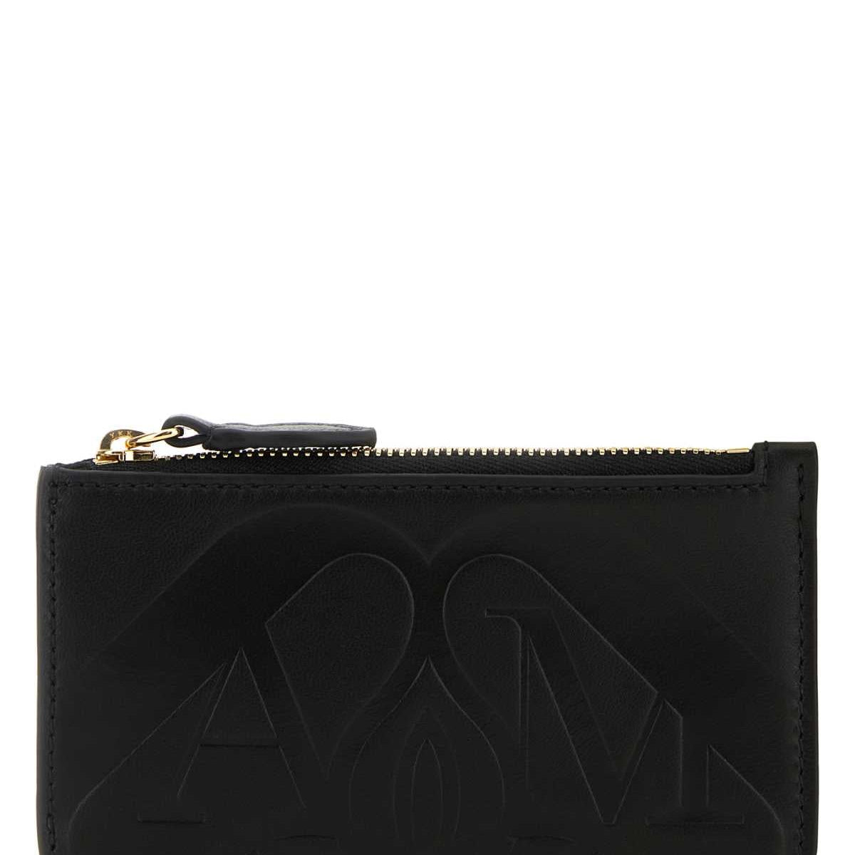 Alexander Mcqueen Women Black Leather Card Holder