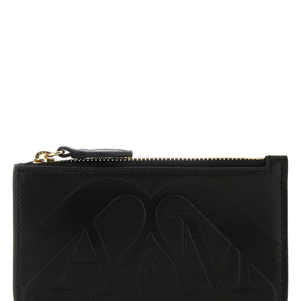Alexander Mcqueen Women Black Leather Card Holder