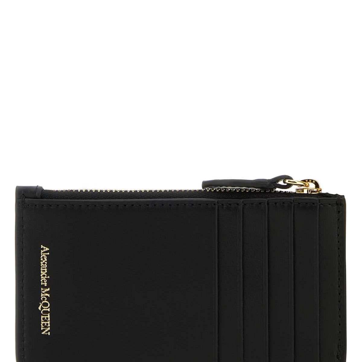 Alexander Mcqueen Women Black Leather Card Holder