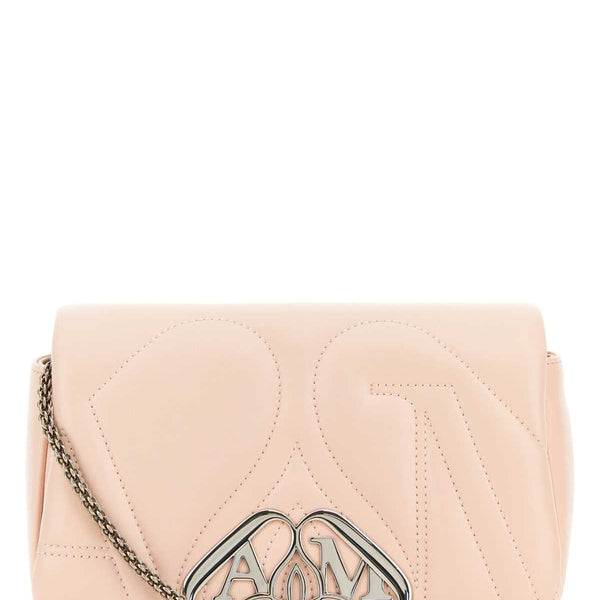 Alexander Mcqueen Women Pastel Pink Leather Mini Seal Clutch