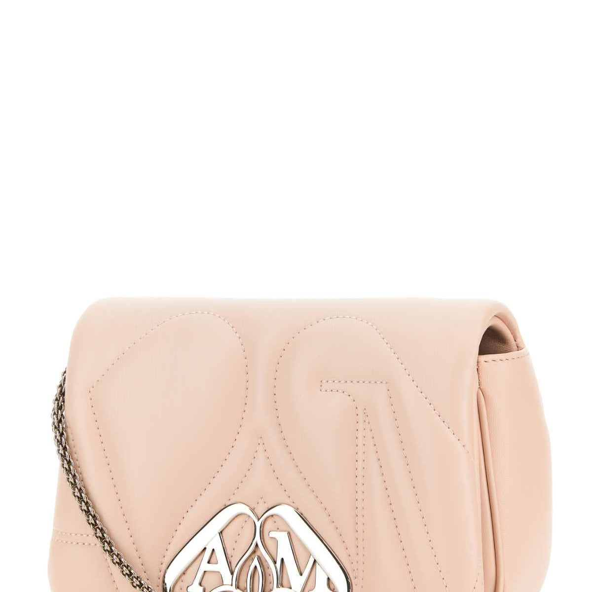 Alexander Mcqueen Women Pastel Pink Leather Mini Seal Clutch
