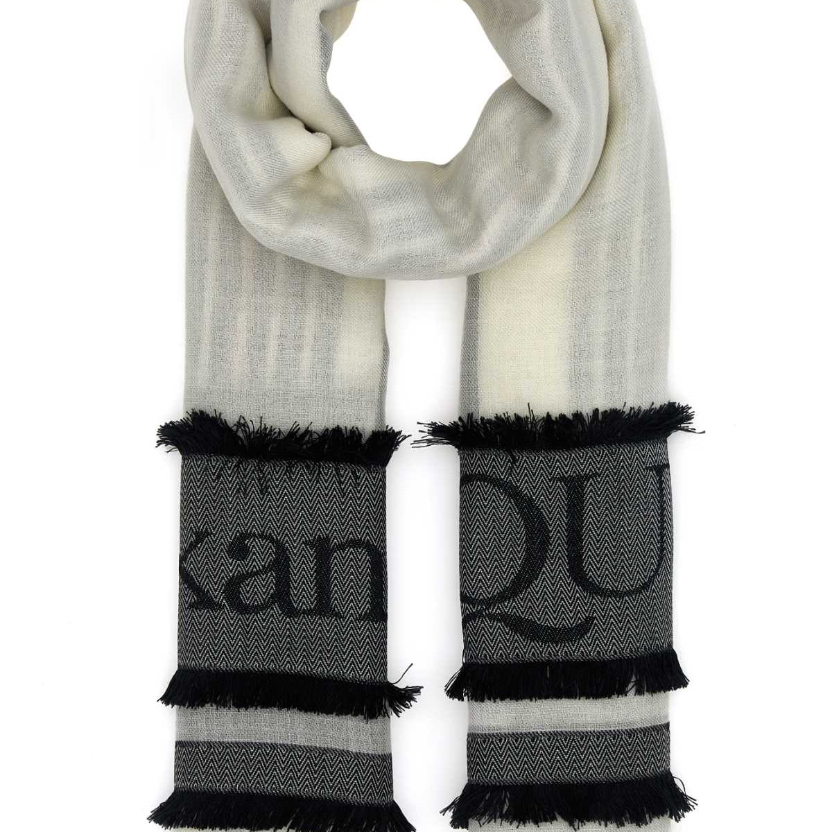 Alexander Mcqueen Women Ivory Wool Blend Foulard