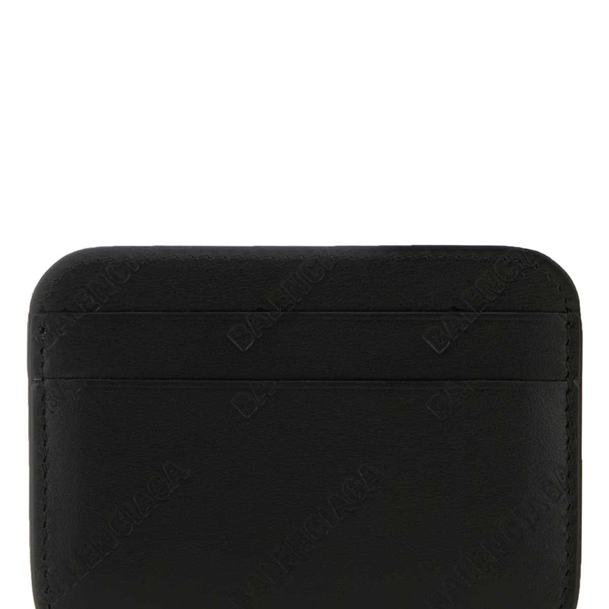 Balenciaga Women Black Leather Card Holder