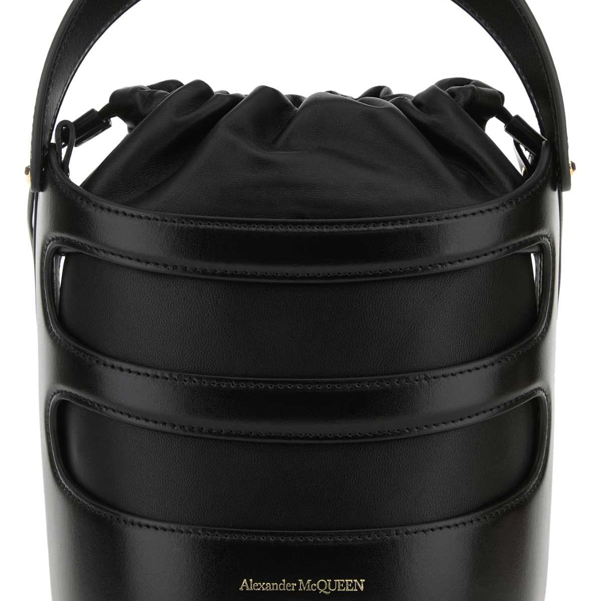 Alexander Mcqueen Women Black Leather The Rise Bucket Bag