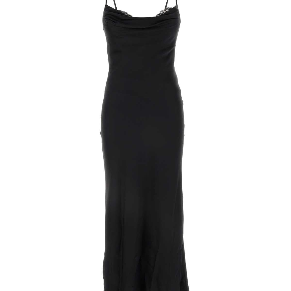 Alexander Mcqueen Women Black Satin Dress