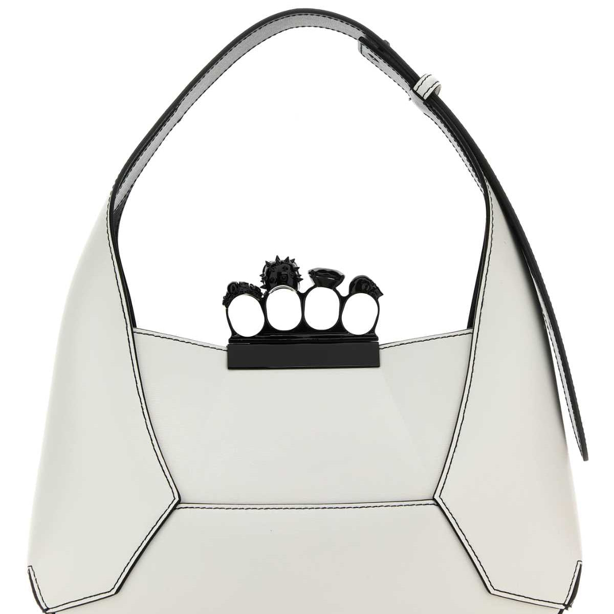 Alexander Mcqueen Women White Leather Jewelled Hobo Handbag