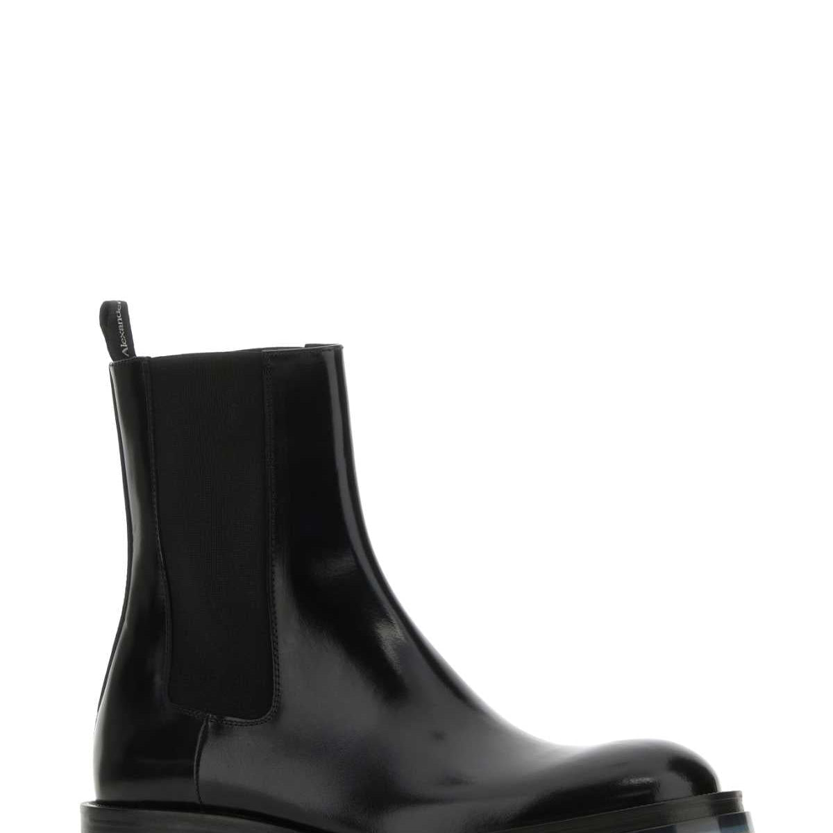 Alexander Mcqueen Men Black Leather Float Ankle Boots