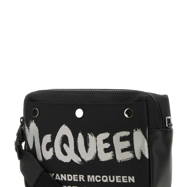 Alexander Mcqueen Men Black Fabric Mcqueen Graffiti Crossbody Bag