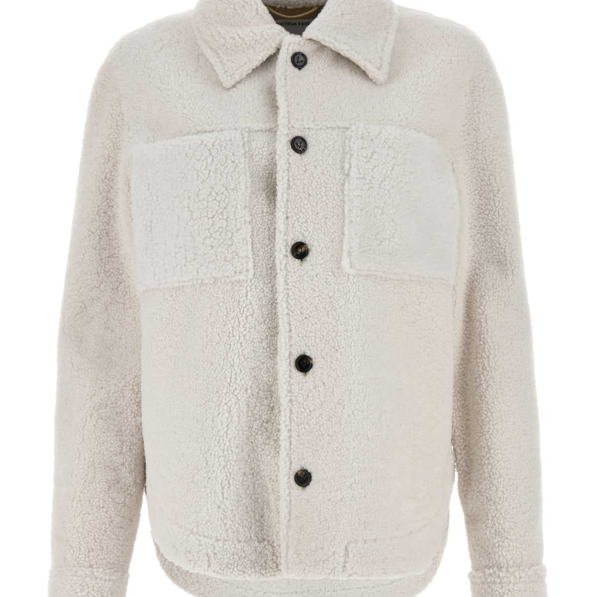 Bottega Veneta Women Chalk Shearling Oversize Shirt