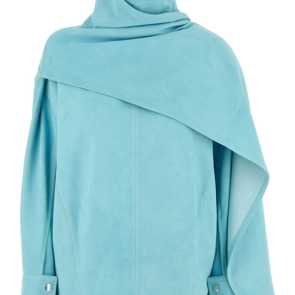 Bottega Veneta Women Light Blue Leather Blouse
