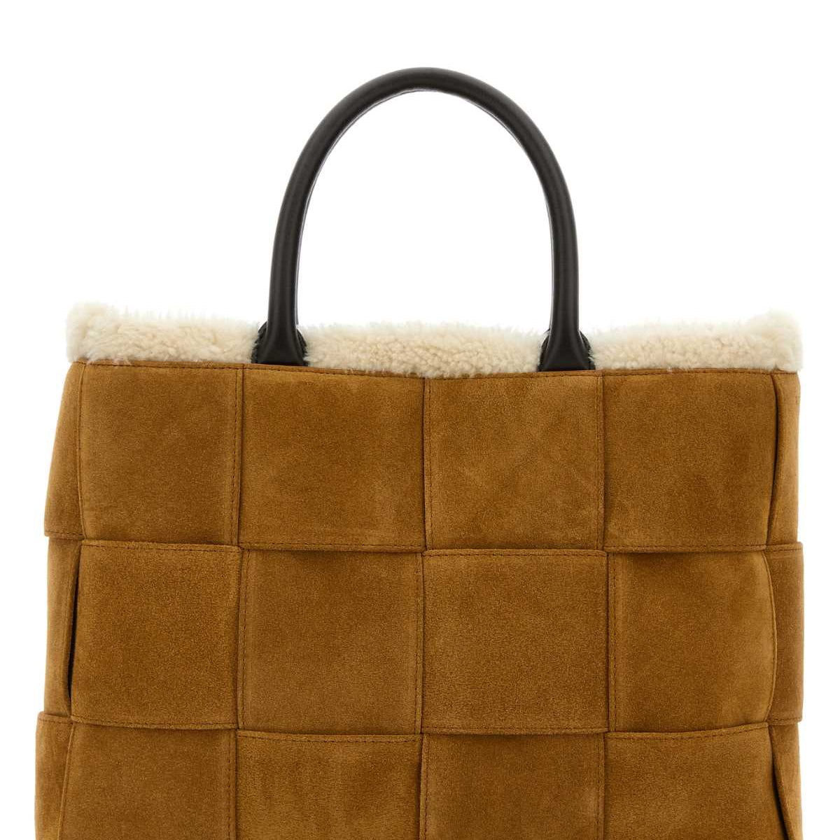 Bottega Veneta Men Camel Suede Small Arco Shopping Bag