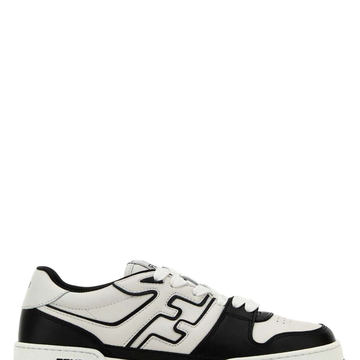 Fendi Men Two-Tone Leather Fendi Match Sneakers