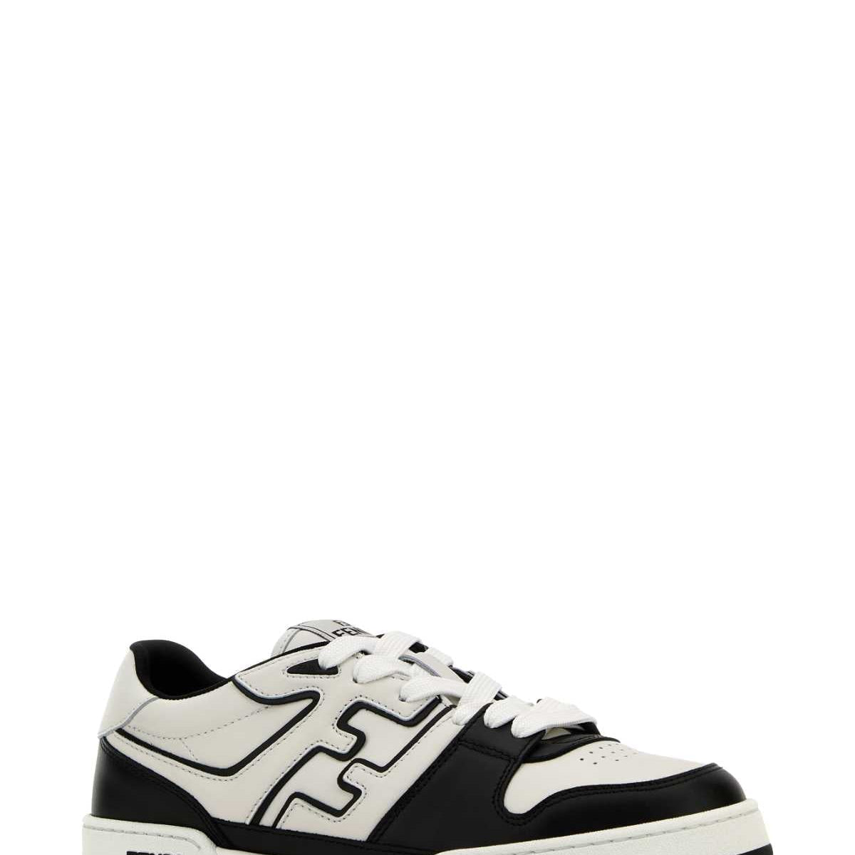 Fendi Men Two-Tone Leather Fendi Match Sneakers