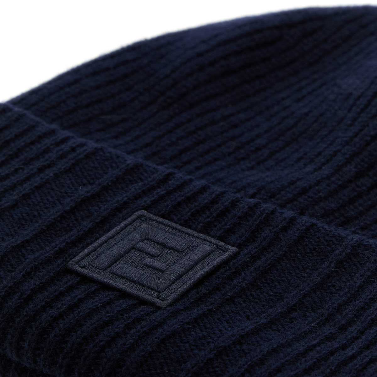 Fendi Men Midnight Blue Wool Blend Beanie Hat