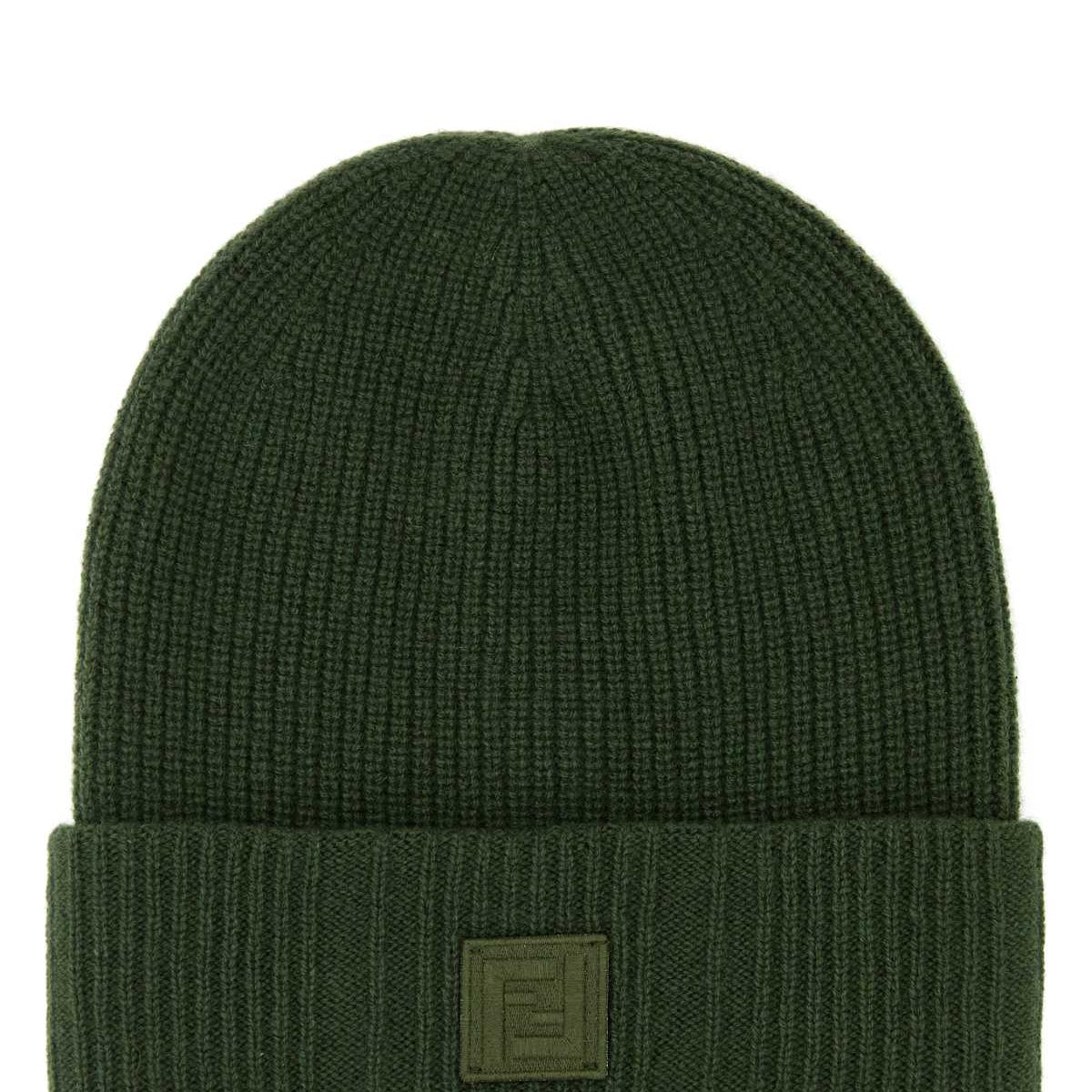 Fendi Men Green Wool Blend Beanie Hat