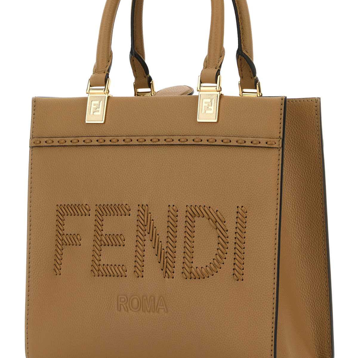 Fendi Women Camel Leather Small Sunshine Shopping Bag