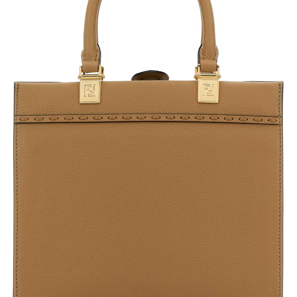 Fendi Women Camel Leather Small Sunshine Shopping Bag