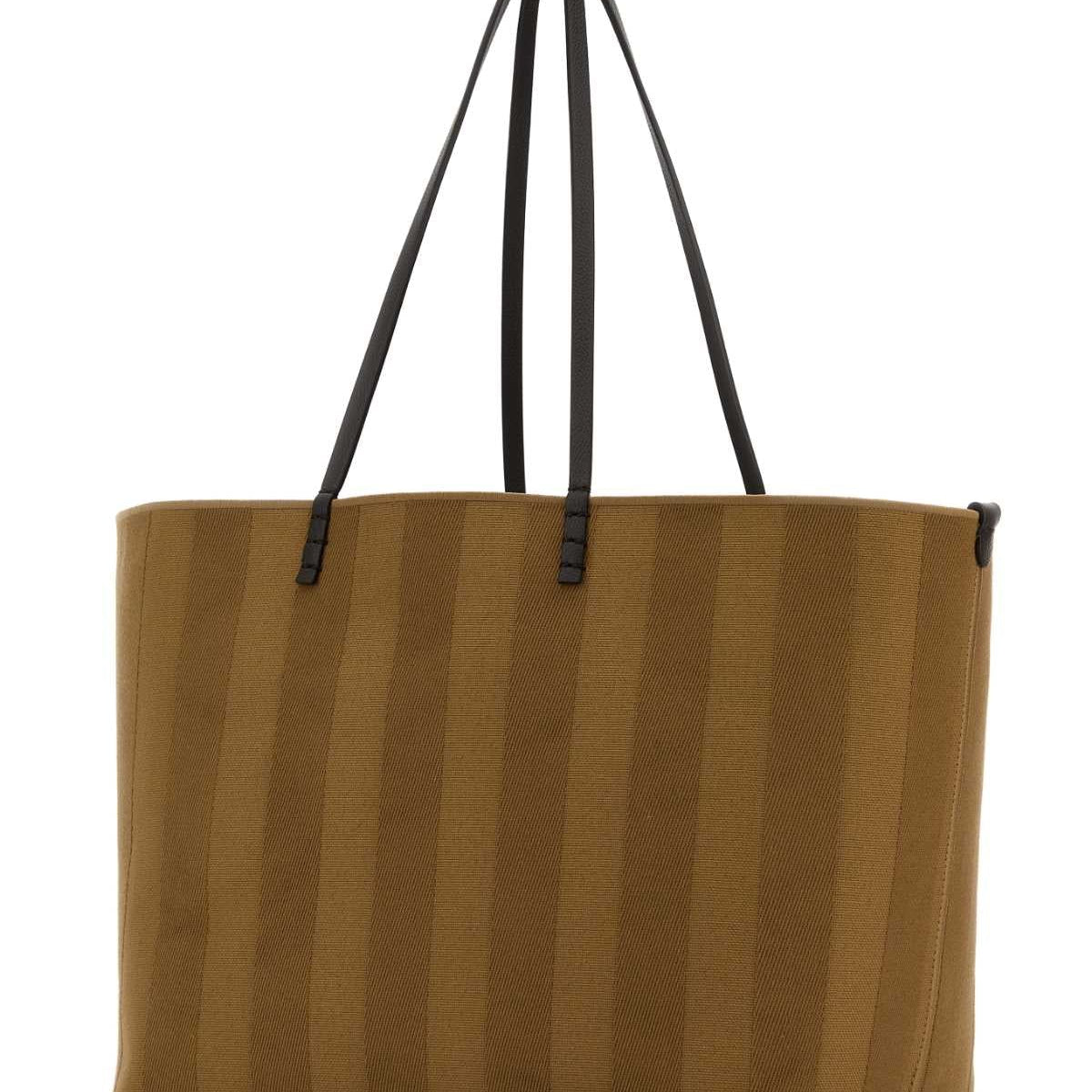 Fendi Women Embroidered Fabric Large Roll Reversible Shopping Bag