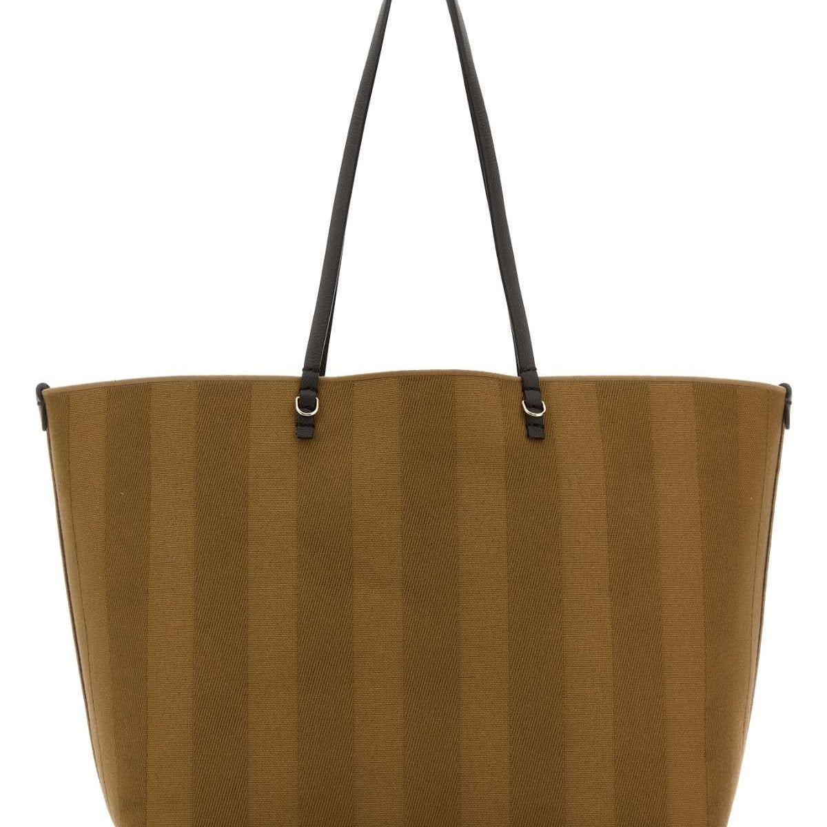 Fendi Women Embroidered Fabric Large Roll Reversible Shopping Bag