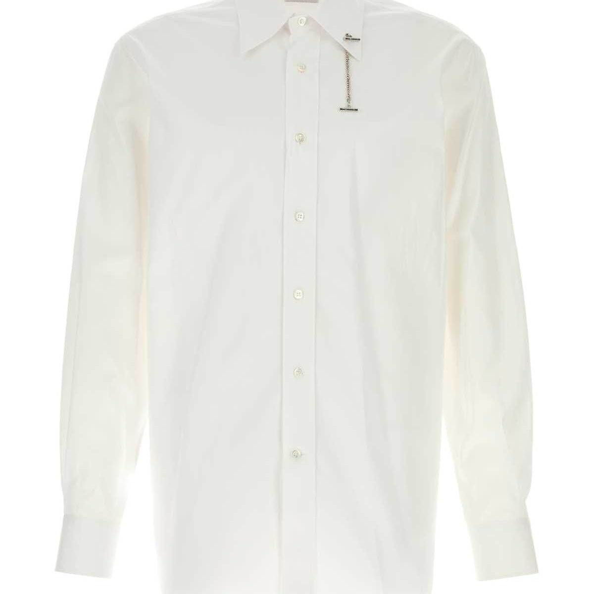 Alexander Mcqueen Men White Poplin Shirt
