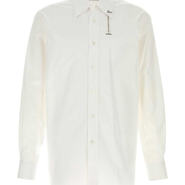 Alexander Mcqueen Men White Poplin Shirt