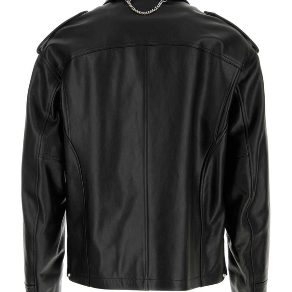 Alexander Mcqueen Men Black Leather Jacket