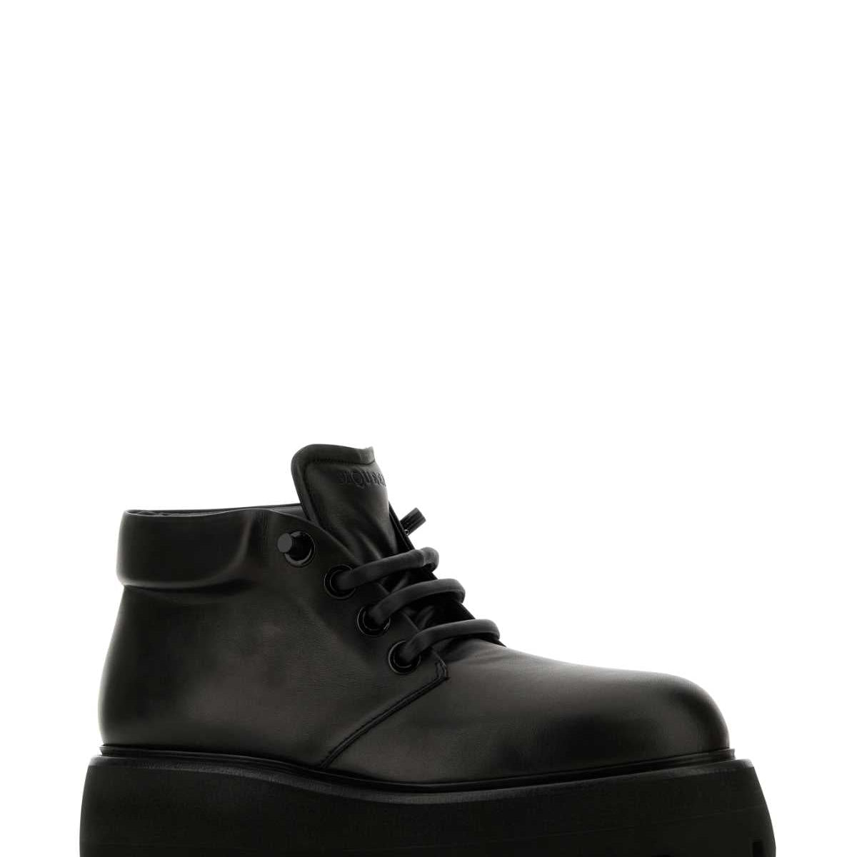Alexander Mcqueen Men Black Nappa Leather Sofa Lace-Up Shoes