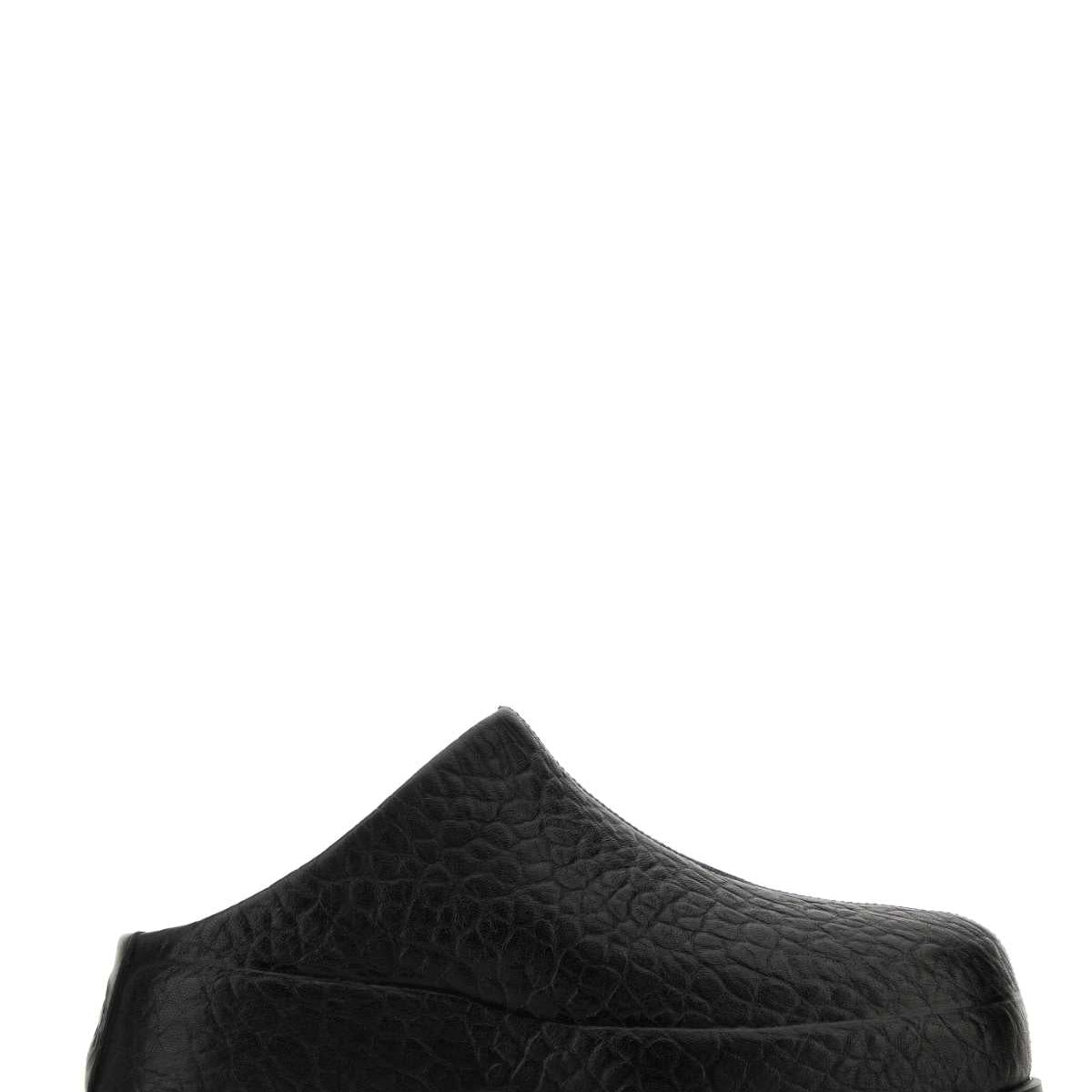 Alexander Mcqueen Women Black Leather Wave Slippers