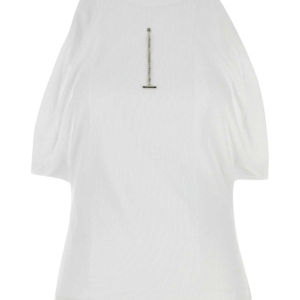 Alexander Mcqueen Women White Stretch Cotton Top