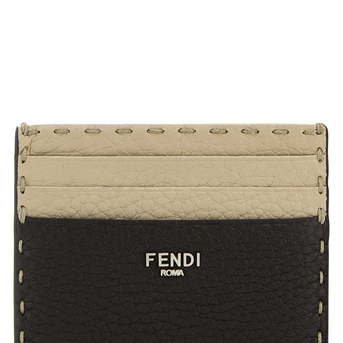 Fendi Men Two-Tone Leather Sellerie Card Holder