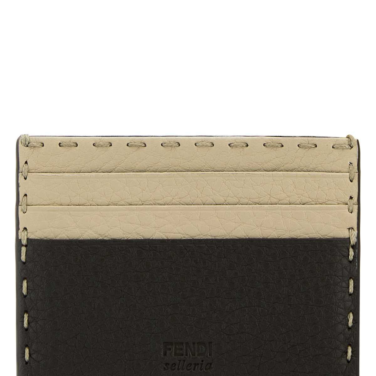 Fendi Men Two-Tone Leather Sellerie Card Holder