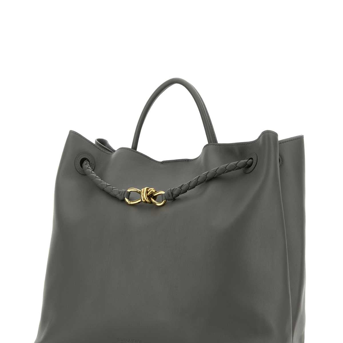 Bottega Veneta Women Dark Grey Leather Large Andiamo Shopping Bag