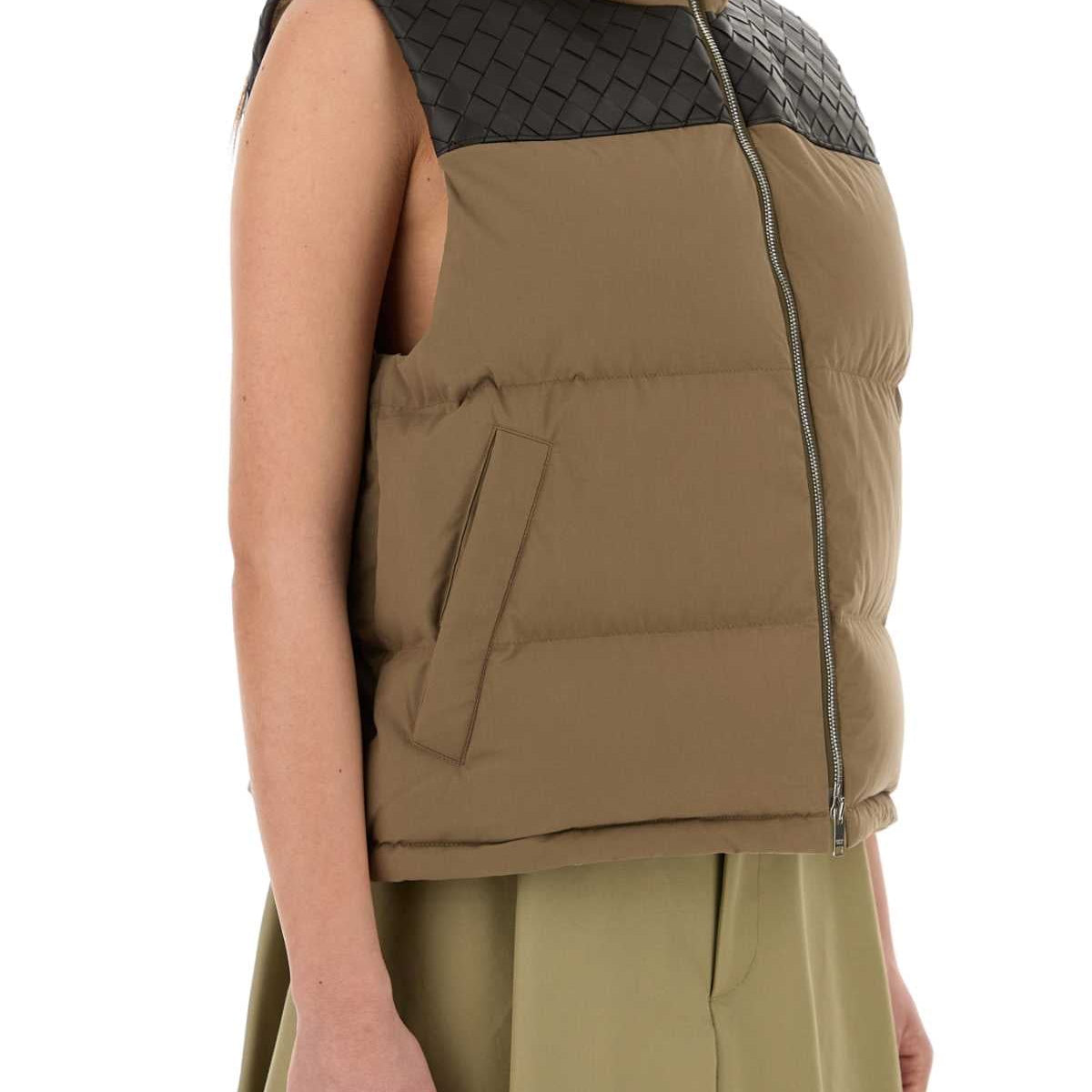 Bottega Veneta Women Khaki Cotton Padded Vest